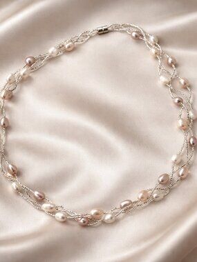 Genuine Pastel Pink and Cream Necklace